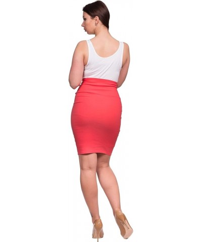 Women's Elegant Button-Detailed Pencil Skirt Coral $12.74 Suits