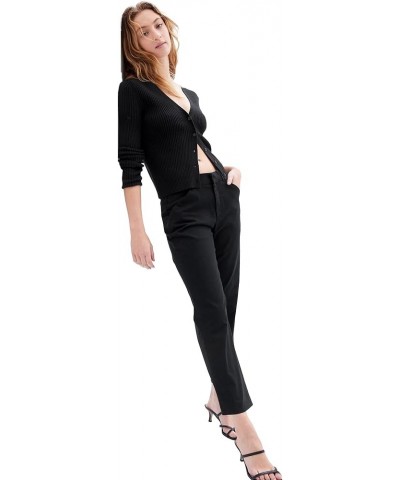 Women's Slim Fit Ankle Khaki Chino Pants Black $11.99 Pants