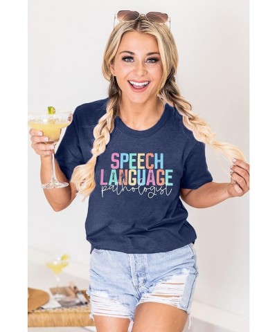 Teacher Shirts Women Speech Language Pathologist Shirt SLP T Shirt Speech Therapy Shirt Speech Teacher Gift Tee Tops Blue $9....