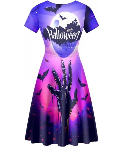 Short Sleeve O Neck Printed Dress Casual Elegant Party Midi A-Line Dress for Party (S-4XL) Skeleton $15.04 Dresses