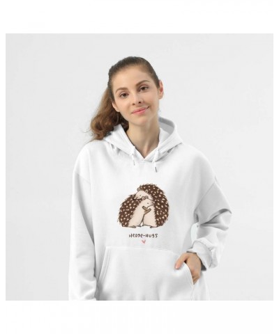 Women Hoodies Cartoon Cute Hedgehog Pattern Pocket Casual Cotton Sweatshirt White $15.90 Hoodies & Sweatshirts