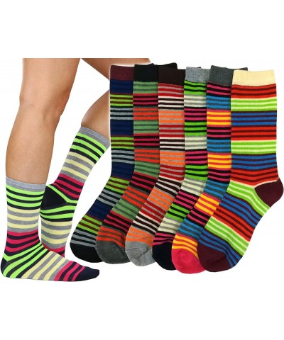 Women's Pack of 6 or 12 Fashion Printed Crew Socks 6 Pair Pack: Rainbow Stripe $10.99 Socks