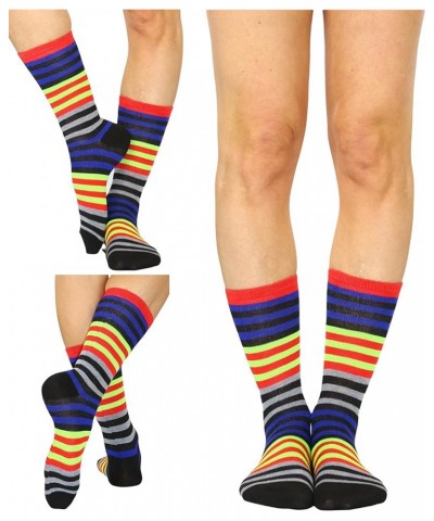 Women's Pack of 6 or 12 Fashion Printed Crew Socks 6 Pair Pack: Rainbow Stripe $10.99 Socks