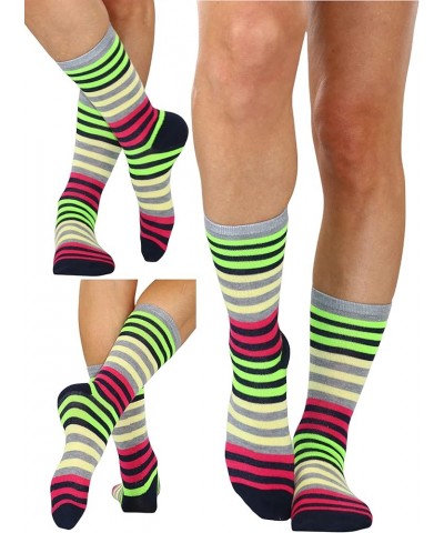 Women's Pack of 6 or 12 Fashion Printed Crew Socks 6 Pair Pack: Rainbow Stripe $10.99 Socks