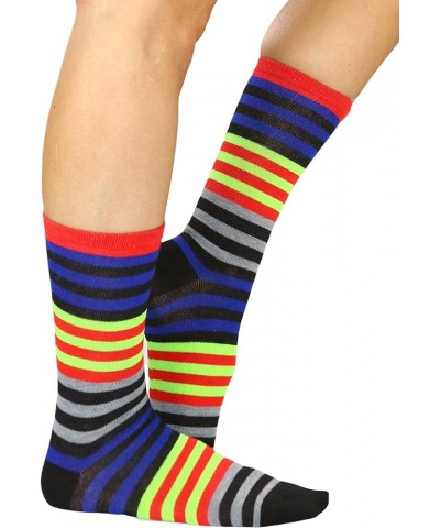 Women's Pack of 6 or 12 Fashion Printed Crew Socks 6 Pair Pack: Rainbow Stripe $10.99 Socks