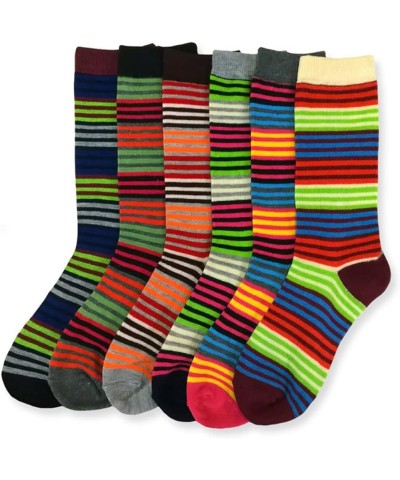 Women's Pack of 6 or 12 Fashion Printed Crew Socks 6 Pair Pack: Rainbow Stripe $10.99 Socks