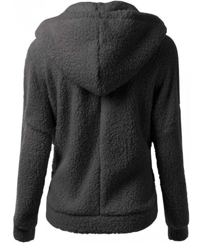 Womens Sherpa Fleece Jackets Winter Zip Up Hoodies Trendy Long Sleeve Fuzzy Coats with Hood Plus Size Fluffy Clothes A-black ...