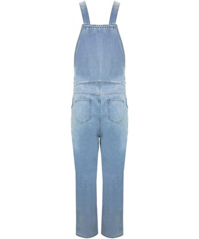 Adjustable Denim Overalls for Women Plus Size Sunflower Print Suspender Jumpsuits Casual Loose Jean Pants Rompers (Color : Li...