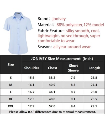 Women Button Down Short/Long Sleeve Shirt Model Smooth Wrinkle Free Work Casual Blouse Blue $12.18 Blouses