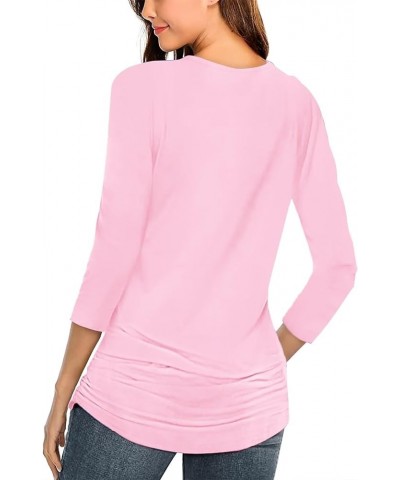 Women's Boat Neck 3/4 Sleeve Draped Dolman Tops with Side Shirring Loose Fit Shirts Casual Tees A Pink $10.74 T-Shirts