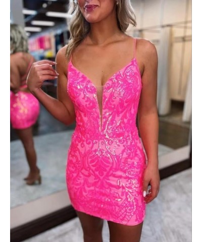 Short Sequin Homecoming Dresses for Teens V Neck Cocktail Dress Spaghetti Strap Formal Dress SY504 Z-champagne $31.34 Dresses