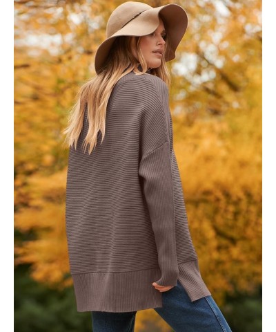 Womens 2023 Trendy Sweaters Oversized Turtleneck Long Batwing Sleeve Split Hem Pullover Knit Sweater Tops Nutmeg $26.31 Sweaters