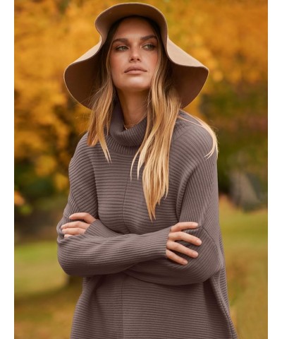 Womens 2023 Trendy Sweaters Oversized Turtleneck Long Batwing Sleeve Split Hem Pullover Knit Sweater Tops Nutmeg $26.31 Sweaters