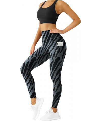 High-Waisted Women's Yoga Leggings - Workout Leggings with Pockets for Women Gray Zebra Print $17.09 Leggings