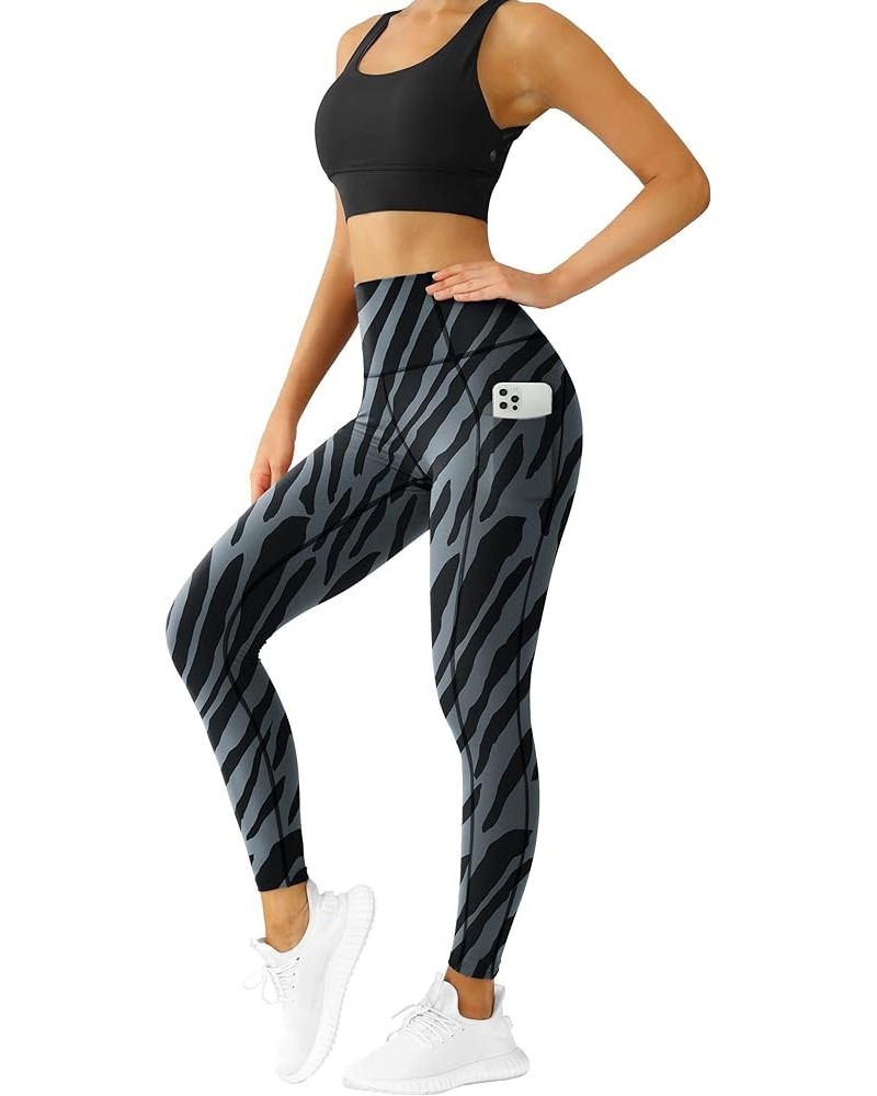 High-Waisted Women's Yoga Leggings - Workout Leggings with Pockets for Women Gray Zebra Print $17.09 Leggings