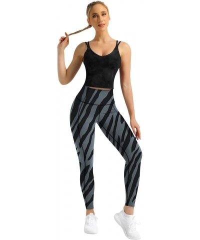 High-Waisted Women's Yoga Leggings - Workout Leggings with Pockets for Women Gray Zebra Print $17.09 Leggings