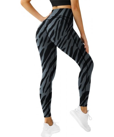 High-Waisted Women's Yoga Leggings - Workout Leggings with Pockets for Women Gray Zebra Print $17.09 Leggings