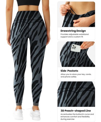 High-Waisted Women's Yoga Leggings - Workout Leggings with Pockets for Women Gray Zebra Print $17.09 Leggings