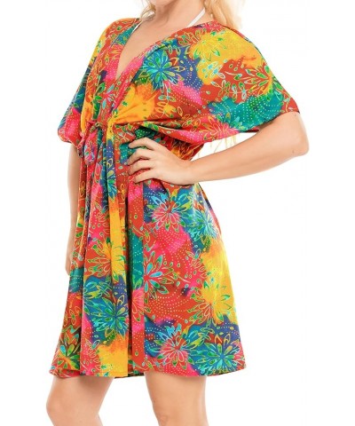 Women's Loose Front Tie Swimsuit Cover Ups Floral, Multicolored $11.87 Swimsuits