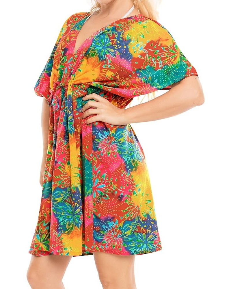 Women's Loose Front Tie Swimsuit Cover Ups Floral, Multicolored $11.87 Swimsuits