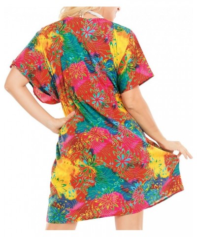 Women's Loose Front Tie Swimsuit Cover Ups Floral, Multicolored $11.87 Swimsuits