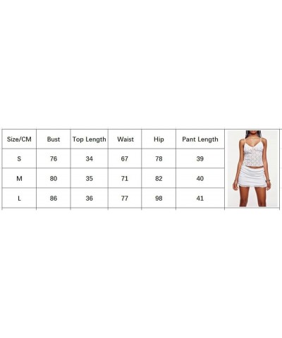 Y2k Two Piece Skirt Set for Women Lace Frill Spaghetti Strap Crop Top Bodycon Short Skirt Trendy Suit Sets Outfits Ib-white C...