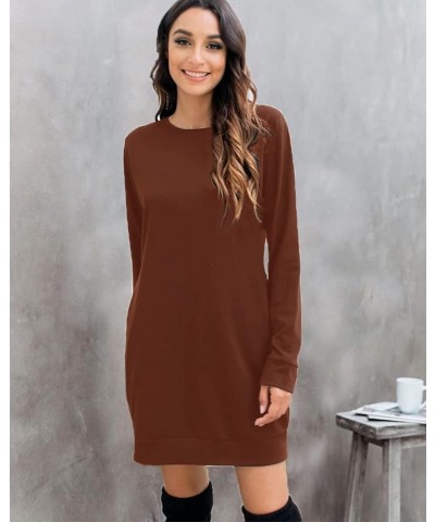 Womens Long Sleeve Sweatshirt Dress Casual Pullover Tunic Tops Loose Fit Crewneck Sweatshirts with Pockets Caramel $14.70 Hoo...