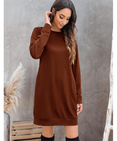 Womens Long Sleeve Sweatshirt Dress Casual Pullover Tunic Tops Loose Fit Crewneck Sweatshirts with Pockets Caramel $14.70 Hoo...