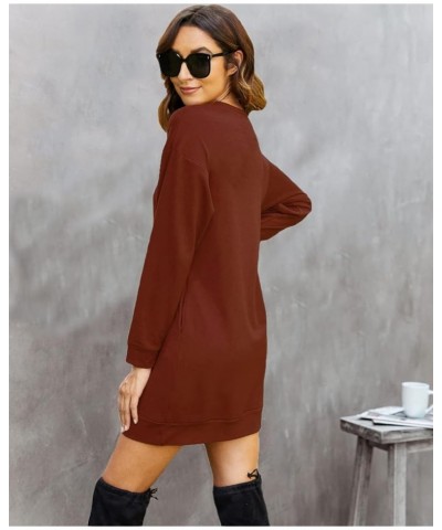 Womens Long Sleeve Sweatshirt Dress Casual Pullover Tunic Tops Loose Fit Crewneck Sweatshirts with Pockets Caramel $14.70 Hoo...