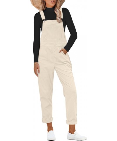 Corduroy Overalls for Women Adjustable Straps Fashion Bib Overall Jumpsuit with Pocket Tapered Leg Trendy 90s Vanilla $25.75 ...