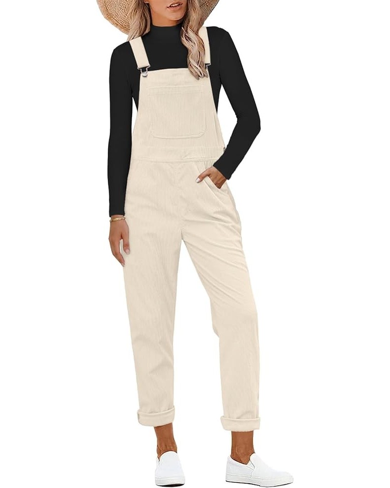 Corduroy Overalls for Women Adjustable Straps Fashion Bib Overall Jumpsuit with Pocket Tapered Leg Trendy 90s Vanilla $25.75 ...