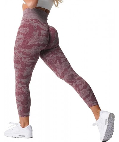 Women's Scrunch Butt Lifting Workout Leggings for Women Seamless High Waisted Gym Yoga Pants Berry Red $12.30 Activewear