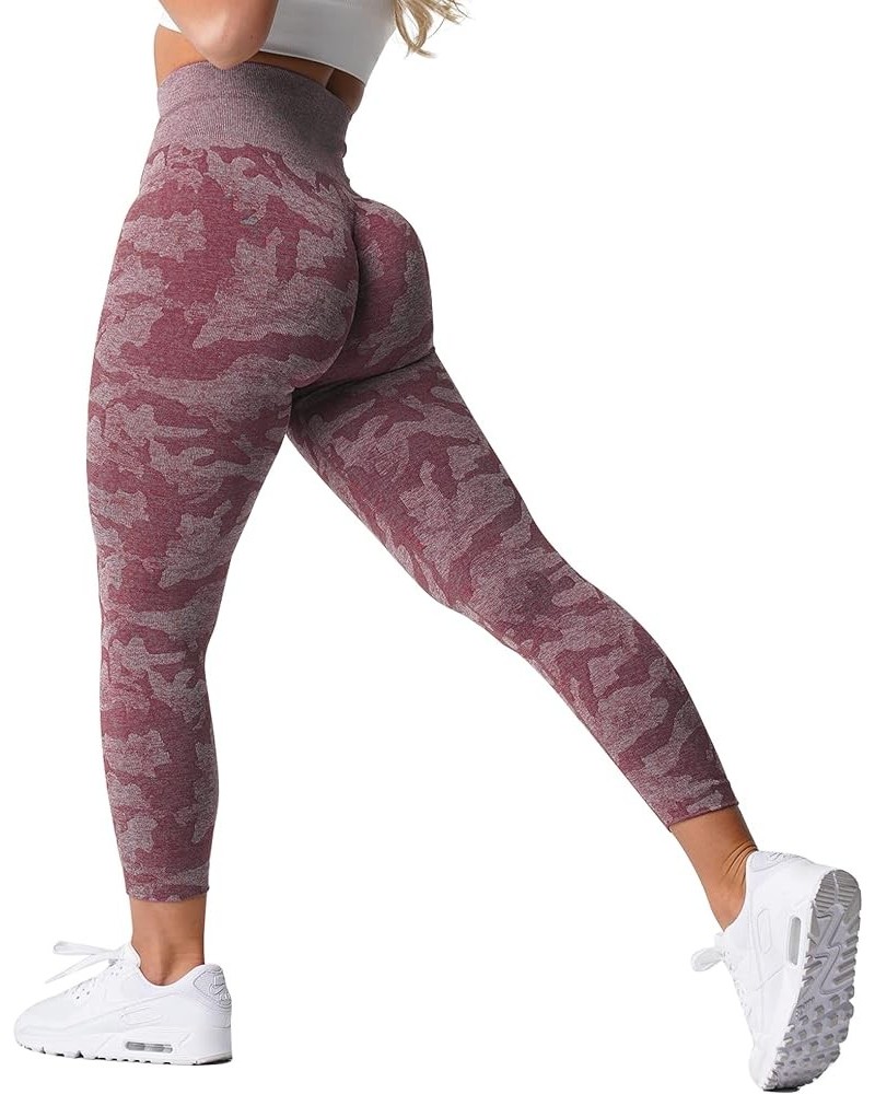 Women's Scrunch Butt Lifting Workout Leggings for Women Seamless High Waisted Gym Yoga Pants Berry Red $12.30 Activewear