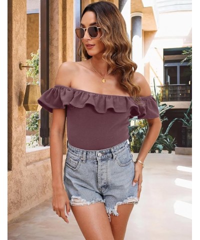 2024 Women's Summer Tank Tops Casual Ruffle Square Neck Sleeveless Cute Knit Camisole Shirts Purple $11.00 Tanks