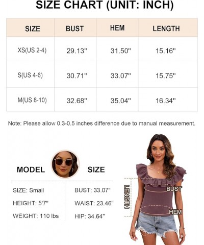 2024 Women's Summer Tank Tops Casual Ruffle Square Neck Sleeveless Cute Knit Camisole Shirts Purple $11.00 Tanks