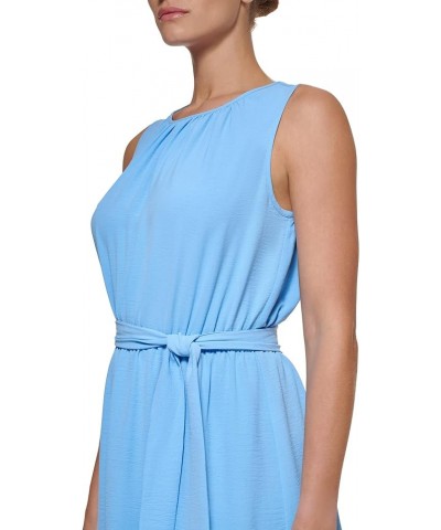 Women's Belted Sleeveless Ruffle Hem Dress Berry Blue $22.58 Dresses