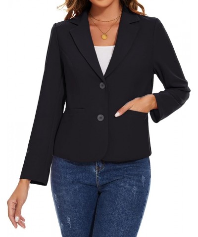 Women's Button Front Blazers Long Sleeve Lapel Stretch Casual Office Work Business Blazer Suit Jacket with Pockets Black $23....