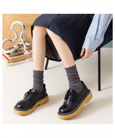 Women's Frilly Socks,Casual Cute Ankle Socks Breathable Cotton Knit Retro Caramel Crew Socks for Women 6 Pack $9.00 Activewear