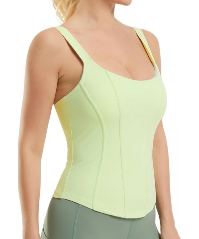 Longline Workout Tank Top with Built in Bra Adjustable Stretchy Yoga Top Light Impact White Jade $12.00 Lingerie