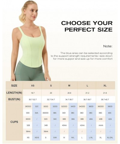 Longline Workout Tank Top with Built in Bra Adjustable Stretchy Yoga Top Light Impact White Jade $12.00 Lingerie