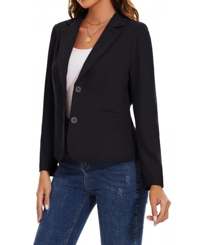 Women's Button Front Blazers Long Sleeve Lapel Stretch Casual Office Work Business Blazer Suit Jacket with Pockets Black $23....