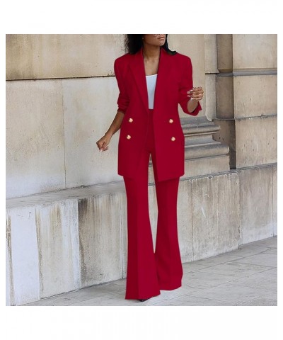 Blazer Sets Women 2 Piece Outfits Dressy Casual Two Piece Pants Set Fashion Business Casual Clothing for Work Suit Set B Red ...