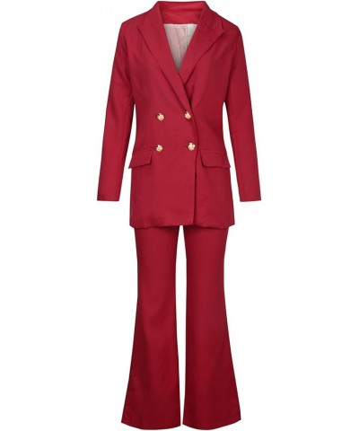 Blazer Sets Women 2 Piece Outfits Dressy Casual Two Piece Pants Set Fashion Business Casual Clothing for Work Suit Set B Red ...