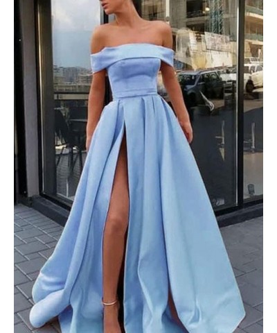 Women's Off Shoulder Prom Dresses Long Ball Gown Slit Backless Formal Evening Gown Party Dress with Pockets Peach $40.85 Dresses