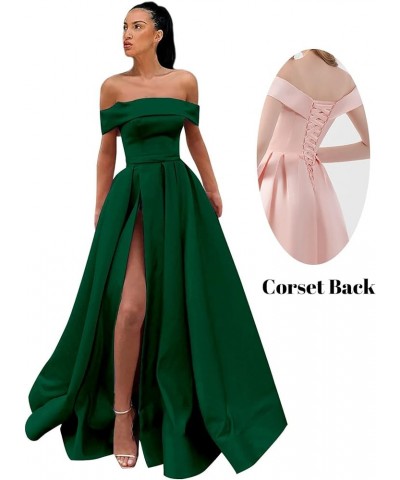 Women's Off Shoulder Prom Dresses Long Ball Gown Slit Backless Formal Evening Gown Party Dress with Pockets Peach $40.85 Dresses