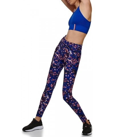 Women's 4-Way Stretch High Rise Dappled Floral Print Legging Royal Blue $22.91 Leggings