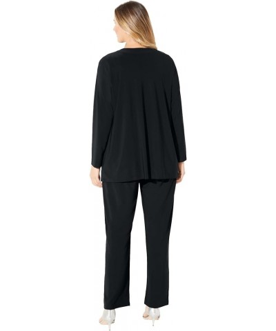 Women's Plus Size Beaded Trim 3-Piece Jacket Pant Set Black $64.21 Suits