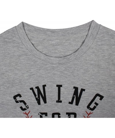 Swing for The Fences T Shirt Women Casual Short Sleeve Cute Graphic Baseball Shirts Top Tee Gray $12.53 T-Shirts