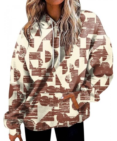 Women's Fashion Tie Dye Sweatshirts Casual Printed Round Neck Hooded Tops Autumn And Winter Drawstring Pullover 7-brown $6.02...