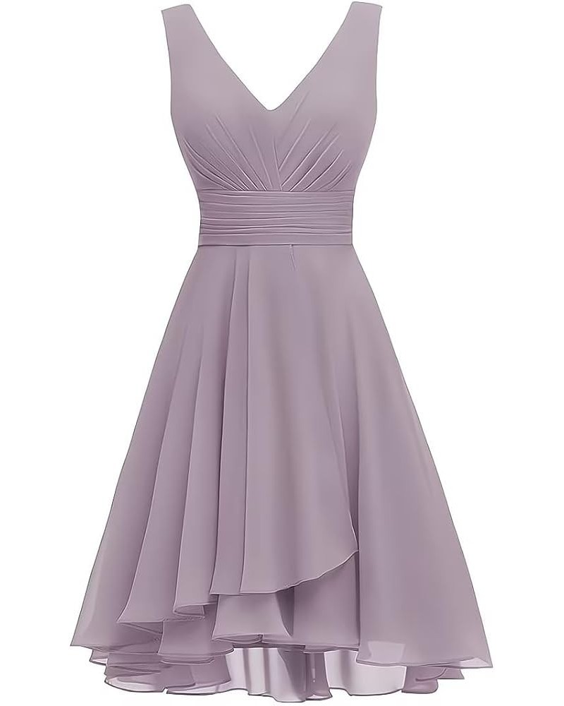 Women's Double V Neck Short Bridesmaid Dresses 2023 Ruched Chiffon Formal Cocktail Dress for Party Homecoming Wisteria $23.00...